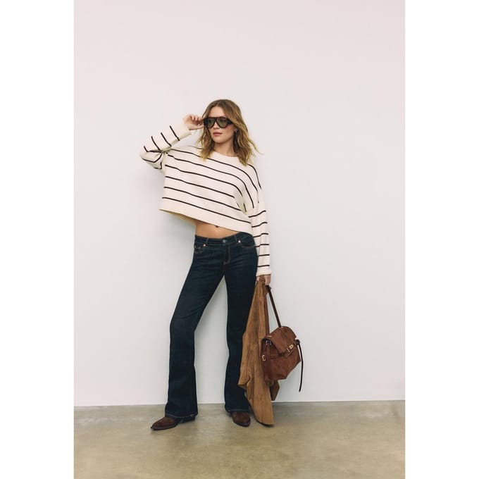 Stradivarius Gestreepte cropped trui  Vanille M
