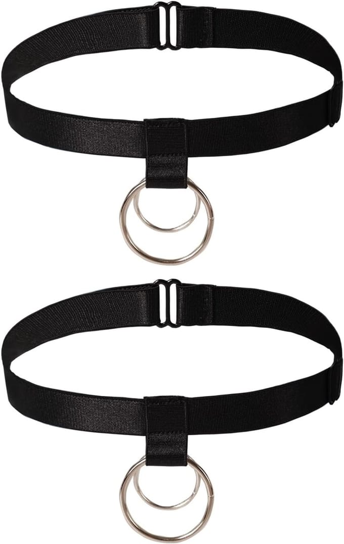 Gothic Dubbele Ring Kousenband Set voor Bruiloft, Verstelbare Elastische Bruidsaccessoires voor Vrouwen, 2 Stuks