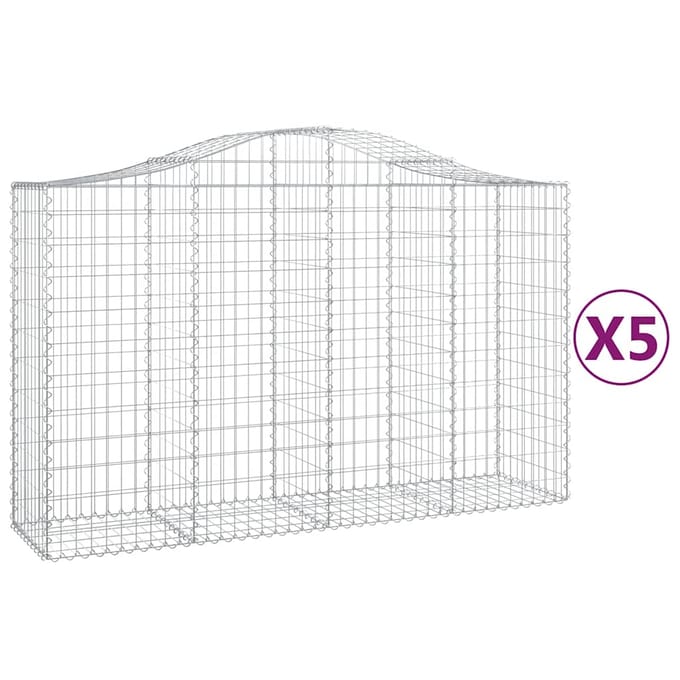vidaXL - Schanskorven - 5 - st - gewelfd - 200x50x120/140 - cm - ijzer