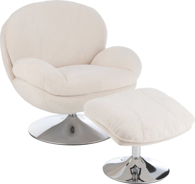 J-Line zetel Relax + Voetbank - metaal/multiplex - creme/zilver