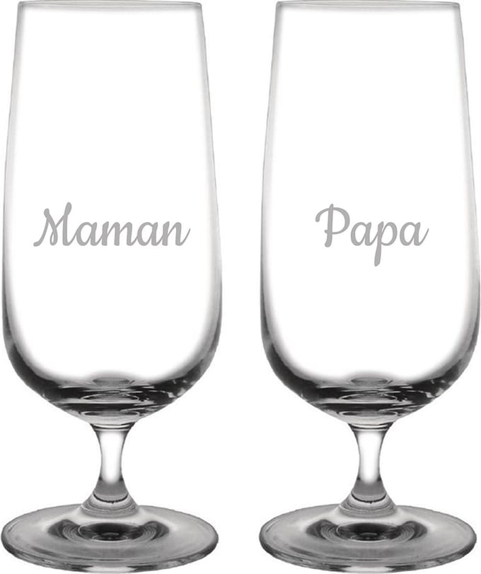 Bierglas op voet gegraveerd - 41cl - Maman & Papa