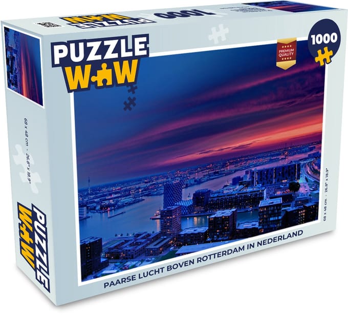 Puzzel Rotterdam - Lucht - Roze - Legpuzzel - Puzzel 1000 stukjes volwassenen