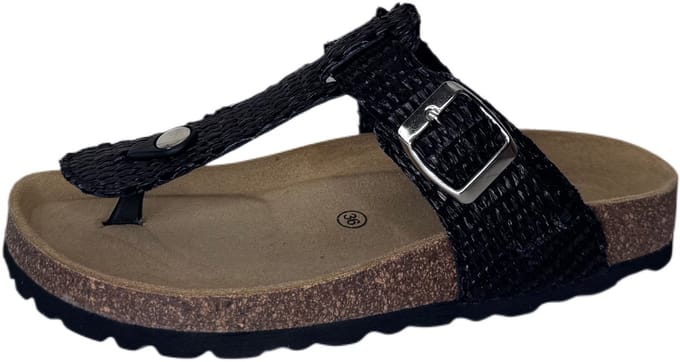 Q Fit Katja black fantasy teenslipper (Maat - 41, Kleur - Zwart)