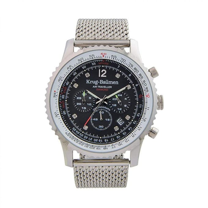 Krug-Baumen Air Traveller Diamond 46mm 612303DS Heren Horloge