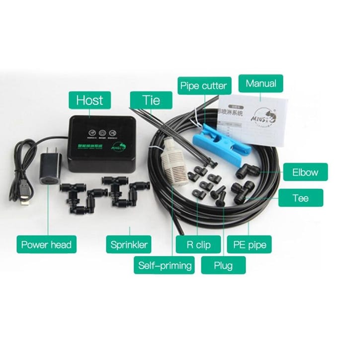 Intelligente reptielenterrariums Mistmachine Waterbevochtiger Timer Automatische bewatering Binnenmist Spraysysteem Kits Sproeier black