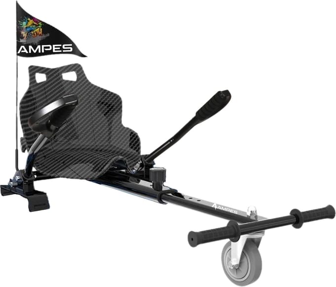 Hoverkart voor Hoverboard - Ampes - Hoverboard Kart - 2 Sets Klittenband - Inclusief Vlaggetje - Speciale Hendels - Hoge Kwaliteit Materiaal - Carbon