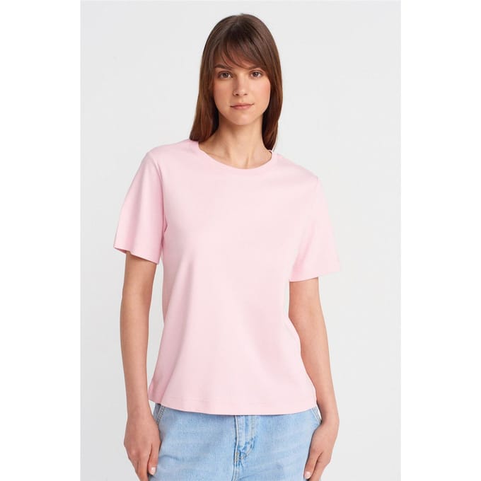 Dames Katoenen Crew Neck T-Shirt