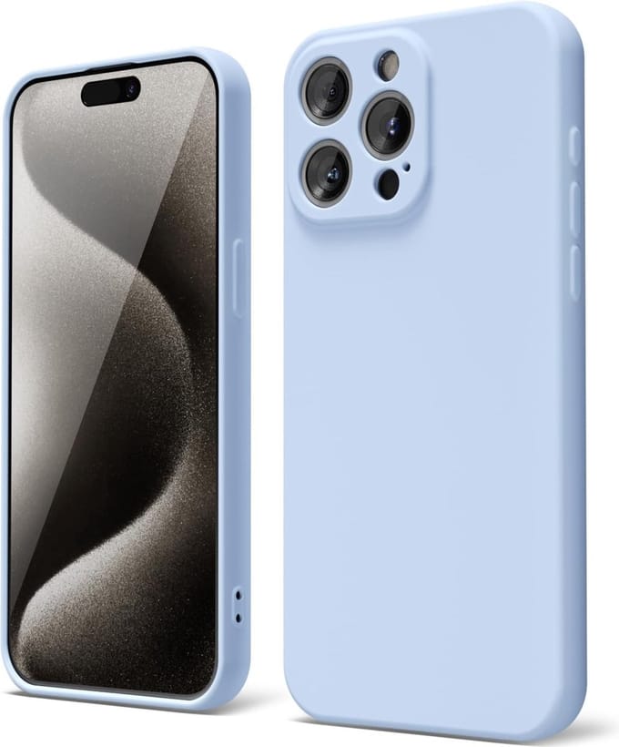 Solid hoesje Soft Touch Liquid Silicone Flexible TPU Cover [Camera all-round bescherming] - Geschikt voor: iPhone 15 Pro Max - Lichtlauw