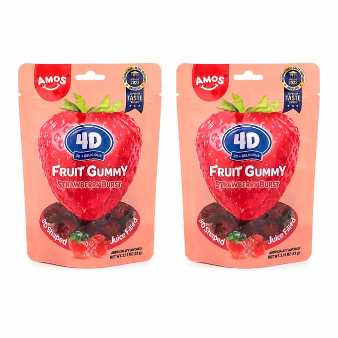 Amos 4D Fruit Gummy Strawberry Burst 2 stuks