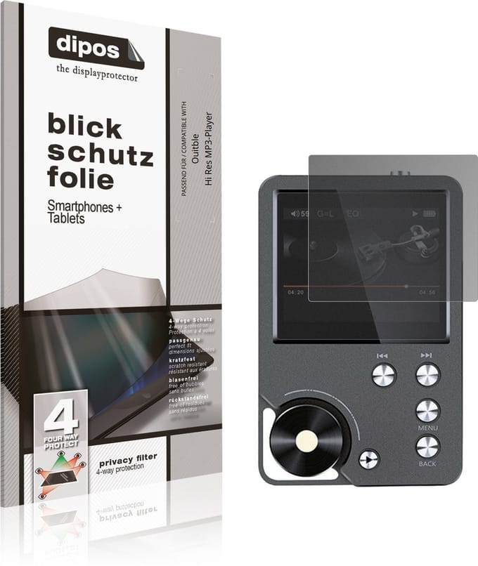 dipos – Matte Privacy Screenprotector geschikt voor Ouitble Hi Res MP3-Player | Anti-Spy Beschermfolie