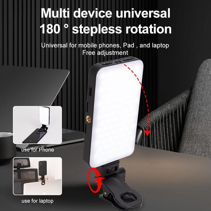 Zaklamp LED Videolamp LED Invullicht Videoconferentielicht 2500K-9000K Dimbaar Ingebouwde 3000mAh zwart