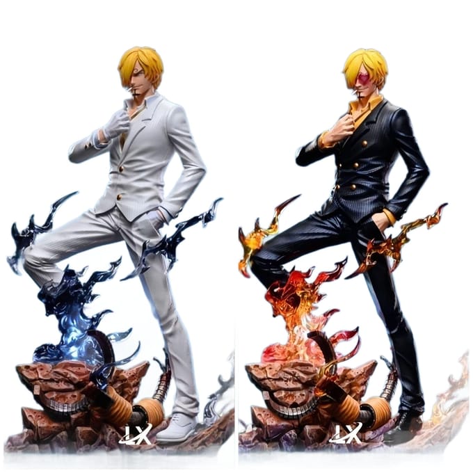 One Piece Sanji Dubbele Vleugels Anime Figuur met 2 Hoofden GK Standbeeld Model Speelgoed 25cm