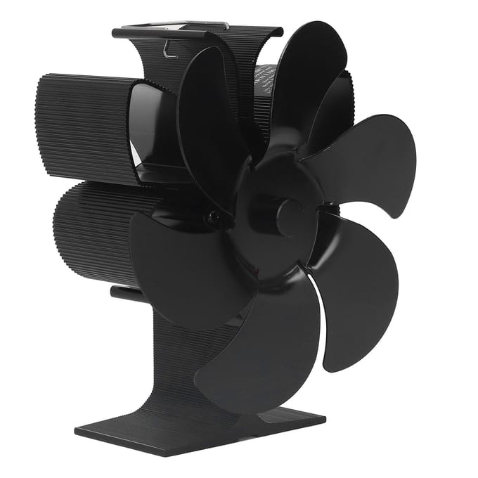 6 Blads Kachelventilator Zelfstartend Hoge Temperatuurbestendigheid en Energie-efficiëntie Warmte-aangedreven Ventilator black
