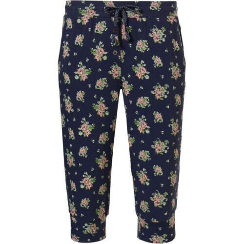 Blauwe capri broek roosjes Pastunette - Blauw - Maat - M