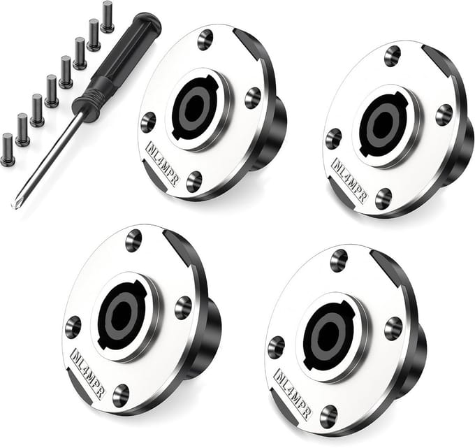 4-Pack 4-Polige Speakon Luidspreker Paneelconnector, Twist Lock Montagebus voor Audio Kabels