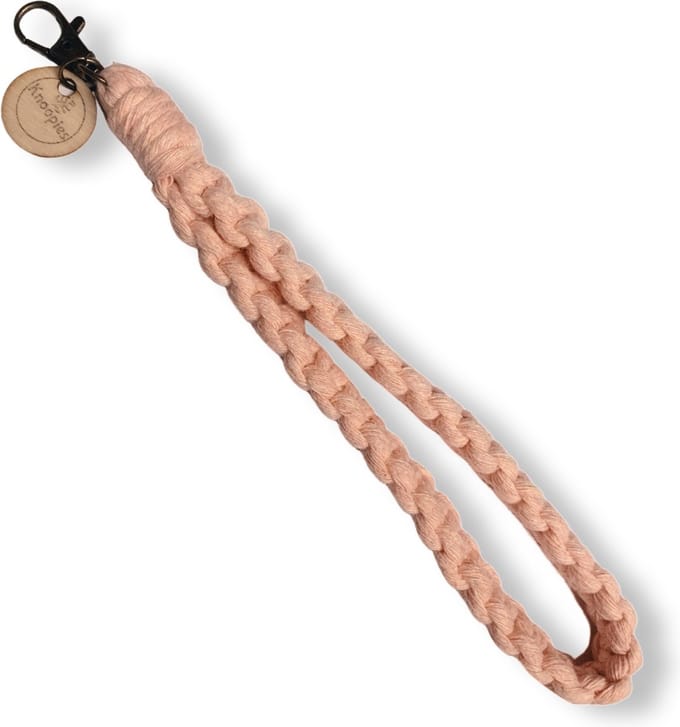 Macramé Pols Keycord - Squared - Roze - Katoenkoord - Prijs per Stuk - Inclusief Verzendkosten