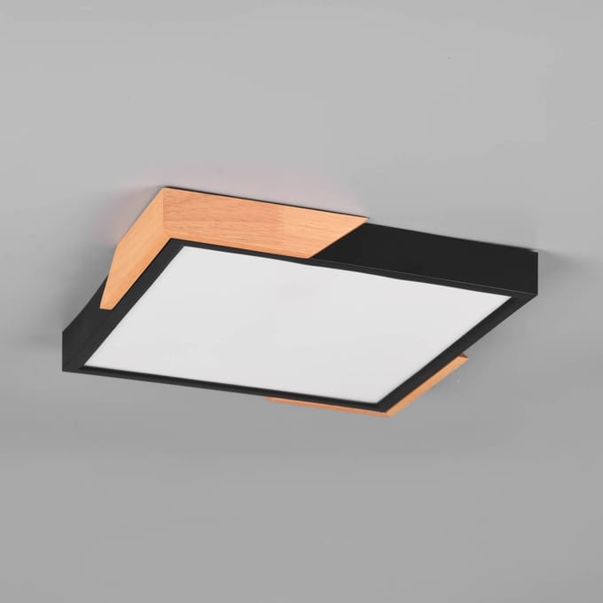 Reality Leuchten LED plafondlamp Meta, 31,5x31,5cm, 3.000K, zwart
