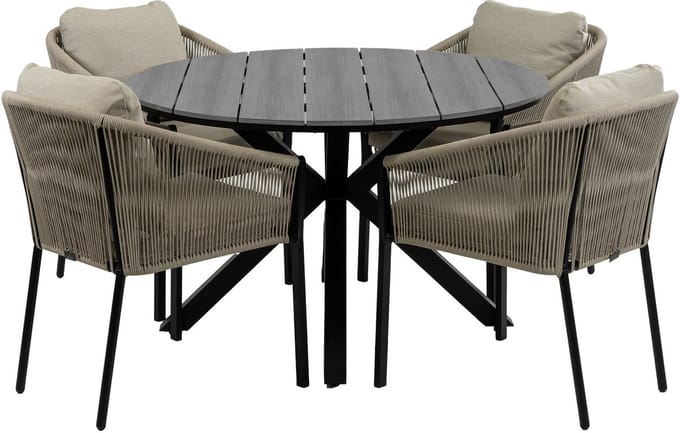 Tuinset Elvira/Cyprus | 4 personen | Rond 120 cm | Rope & polywood