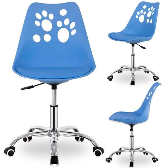 Kantoorstoel - SPRINGOS - 2025 - Ergonomisch - In hoogte verstelbaar - Blauw kunstleer blauw