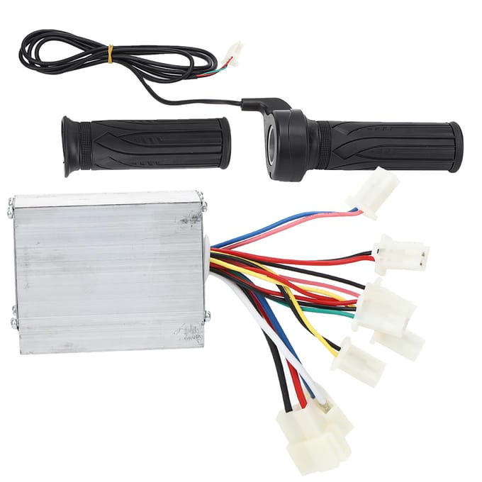 24V250W Borstel E-bike Controller en Lange Lijn Universele Duimgashendel Grip Set Accessoire black