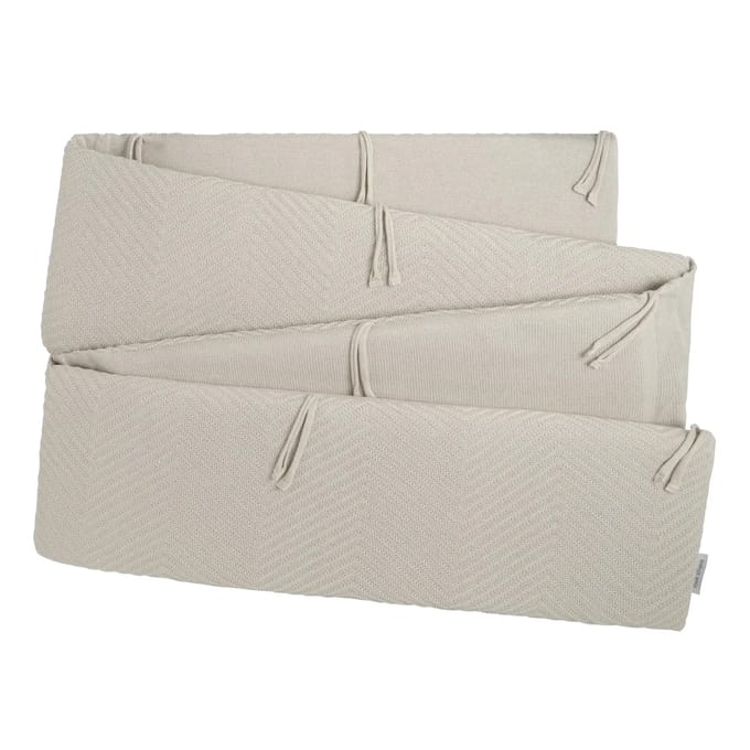Baby's Only Boxbumper Grace - Boxomrander met visgraatmotief - Parkomranding - Warm Linen - 330x28 cm