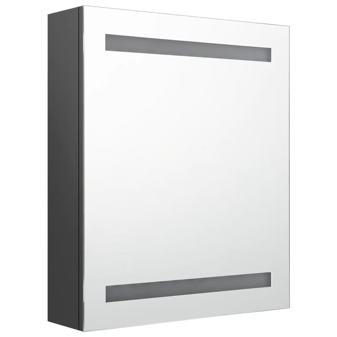 vidaXL - Badkamerkast - met - spiegel - en - LED - 50x14x60 - cm - grijs