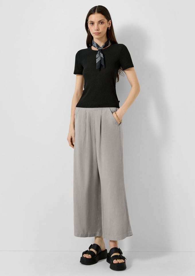 Hoge taille culotte broek in gemengde lin voor vrouwen QS