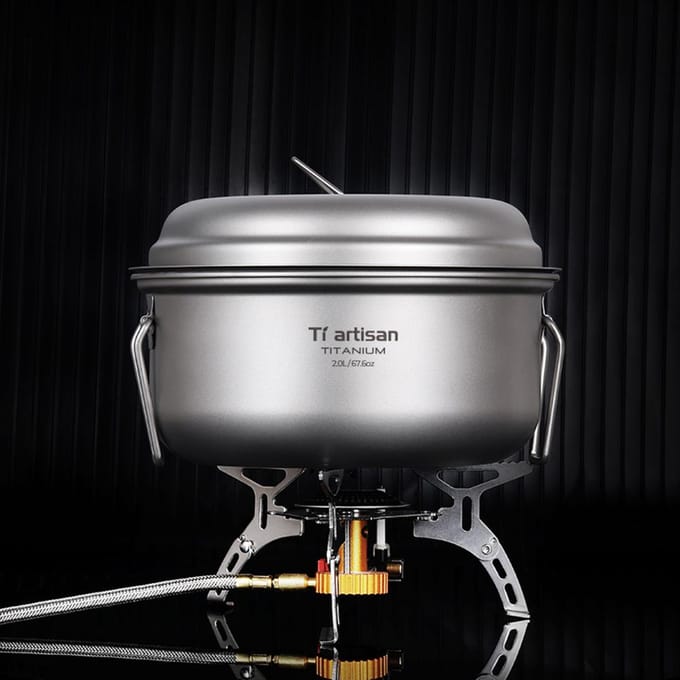Ensemble de marmite à vapeur en titane avec couvercle, Kit de désordre pour soupe de Camping en plein air argenté
