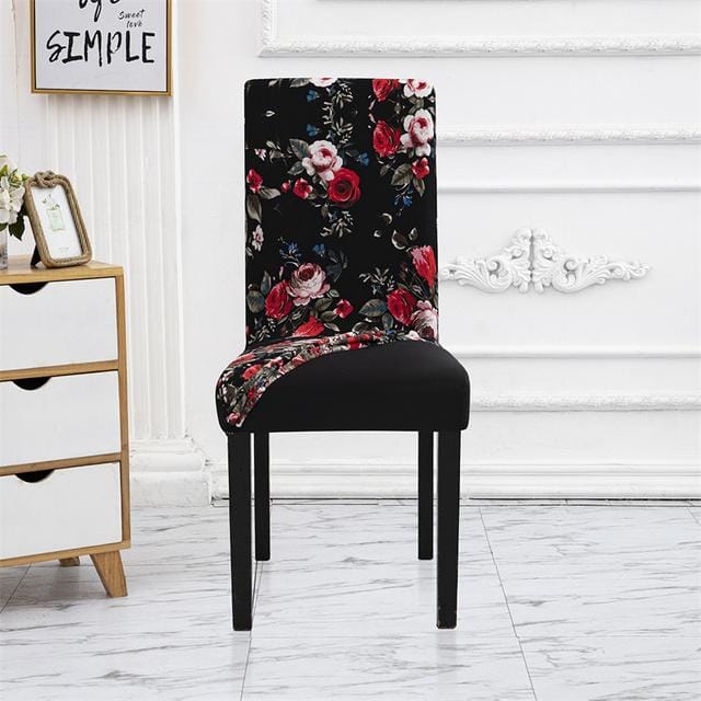 Couverture de chaise de géométrie couverture de chaise extensible Flexible de Spandex pour la salle à manger Restaurant mariages Banquet hôtel couverture de chaise élastique Universal Size black