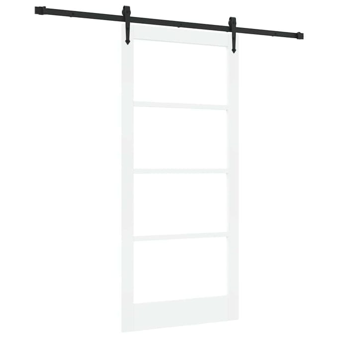 vidaXL - Schuifdeur - ORKDAL - 93 - x - 202 - cm - Massief - grenenhout - en - glas - Wit