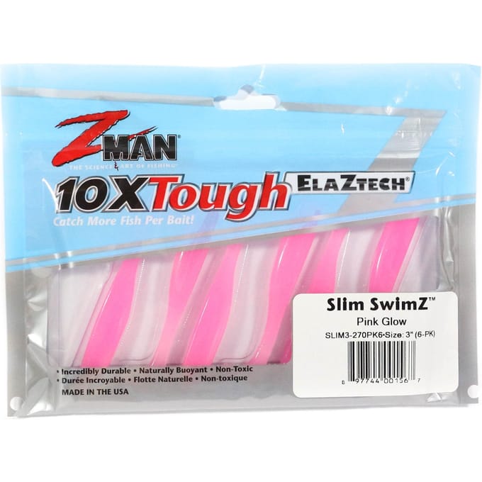 Zman Soft Lure Slim SwimZ 3 Inch 6/Pack Roze Glow (1567) white