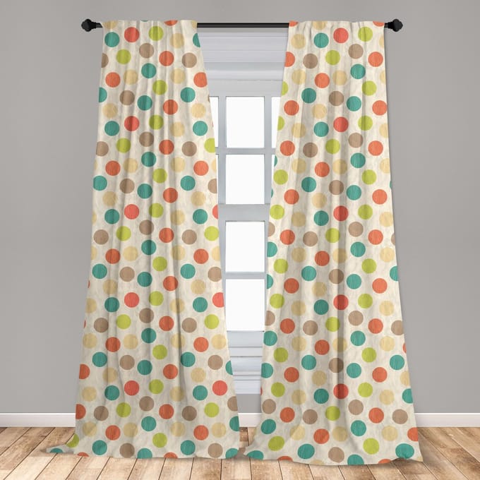 ABAKUHAUS – Retro gordijnen – 2x75x175 cm – microvezel, multicolor, roedezak
