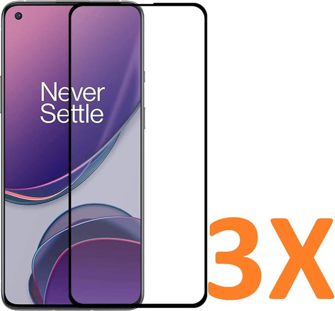 Volledige dekking Screenprotector Glas - Tempered Glass Screen Protector Geschikt voor: OnePlus 8T / OnePlus 8T 5G - 3x