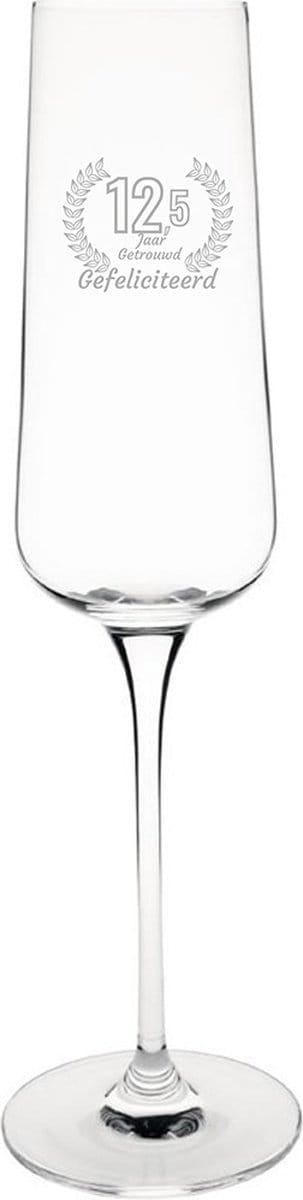 Gegraveerde Champagneglas 27cl Gefeliciteerd 12,5 jaar getrouwd