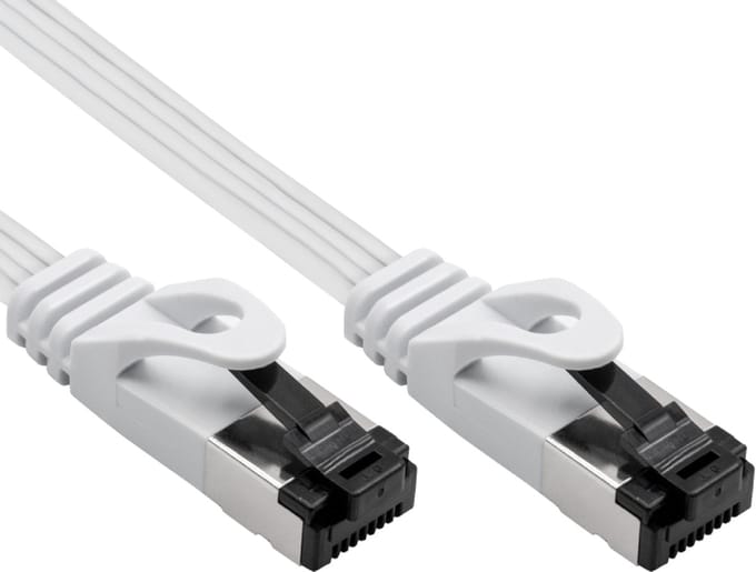 FTP CAT8.1 40 Gigabit Netwerkkabel - plat en extra flexibel - CU - LSZH - 2 meter - Wit