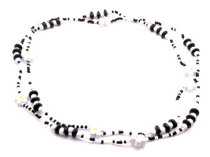 Kinderketting met bloemetjes zwart-wit dubbel