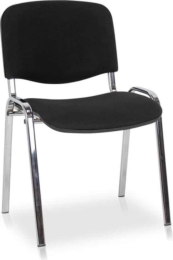 Vergaderstoel of conferentiestoel basic chroom frame zonder armleuningen Zwart stof