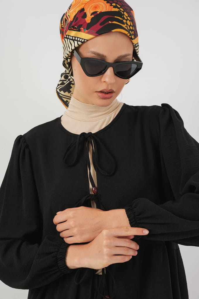 Ronde Hals Lange Tuniek en Wijde Pantalon Set