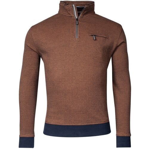 Baileys Trui Sweat Halfzip 2-Tone Jacquard Donker Goud / male