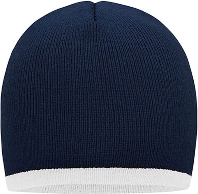 Myrtle Beach 'Contrasting Border Beanie' Donkerblauw/Wit