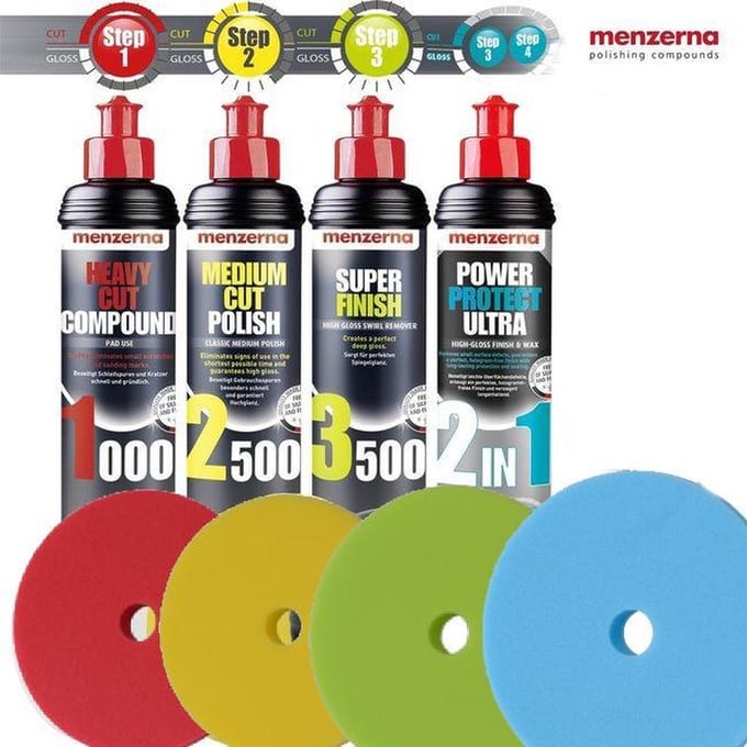 Menzerna - Polijstpakket 4 x Polijstpasta 250 ml + 4 x PolijstPad !