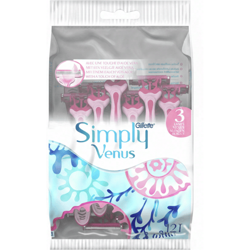 Gillette Venus Simply 3 wegwerpscheermesjes, 12 stuks (8+4 verpakking)
