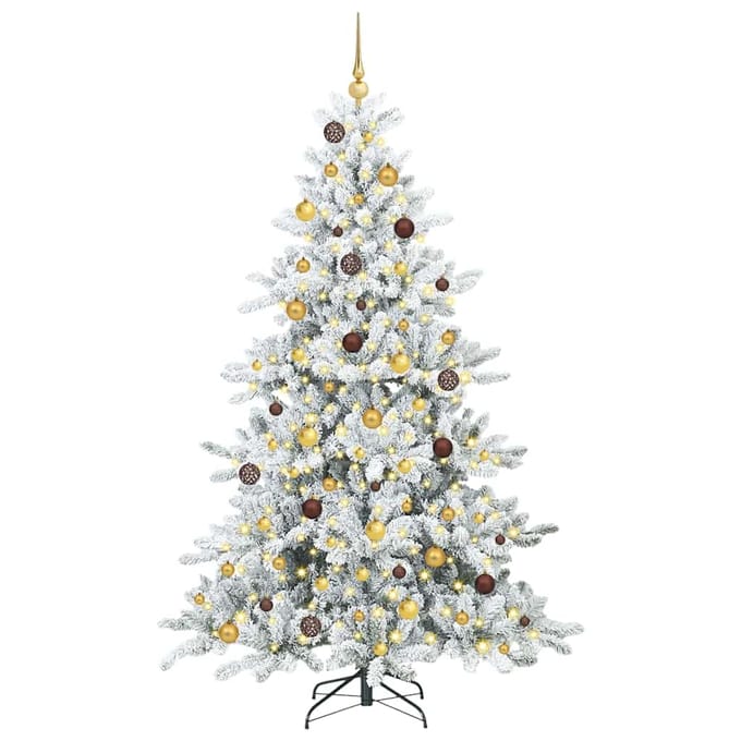 vidaXL - Kunstmatige - Hinged - Kerstboom - Wit - 210 - cm - PVC - en - Staal