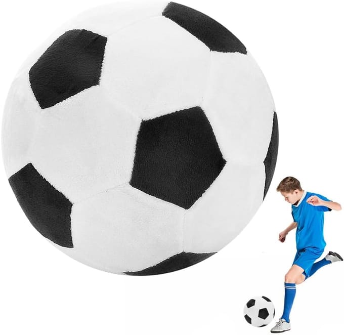 Voetbal Pluche - Knuffel Figuur - Decoratie - Handgemaakt Design - 25 cm - Zwart Wit
