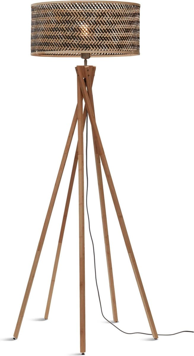 GOOD&MOJO Vloerlamp Java - Bamboe/Zwart - Ø50x146cm - Bohemian - Staande lampen voor Woonkamer - Slaapkamer