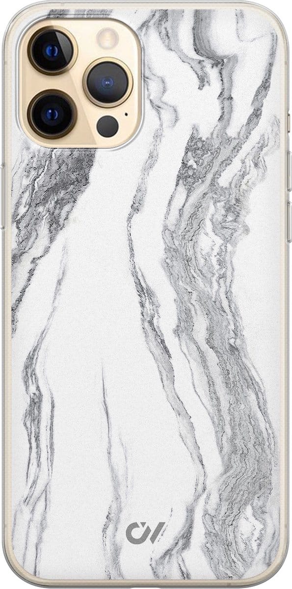 Hoesje geschikt voor Apple iPhone 12 - Marble Ivory - - Grijs - Apple - Casevibes