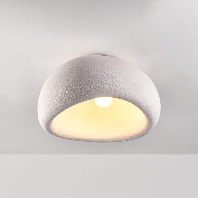 LumenXL - Wabi Sabi plafondlamp Stone Craft met steeneffect 48 x 38 cm - wit