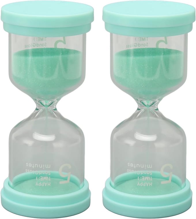 5 Minute Hourglass Timer - 2 Pieces Hourglass Timer - Portable Sand Clock Silent Timer voor School Taken en Koken