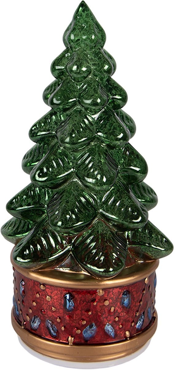 Clayre & Eef Kerstdecoratie met LED-verlichting Kerstboom Ø 12x27 cm Groen Kunststof