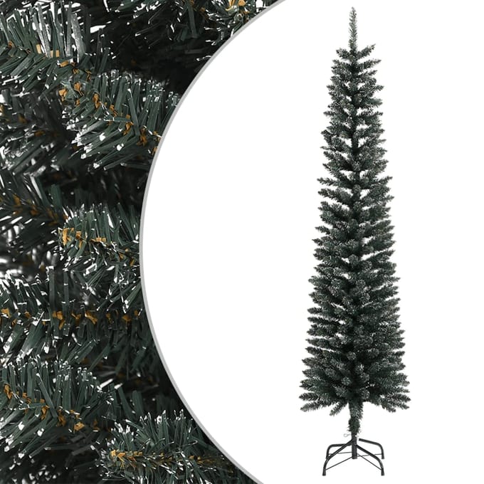 vidaXL - Kunstkerstboom - met - standaard - smal - 240 - cm - PVC - groen